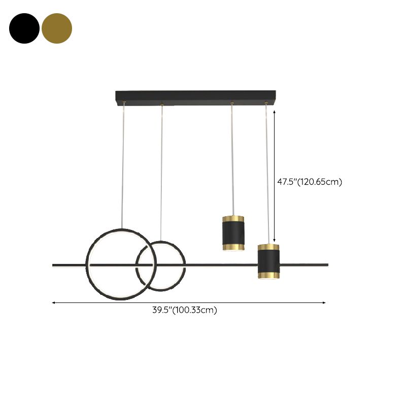 5-Light Contemporary Black/Golden Island Lighting LED Ceiling Light for Bedroom
