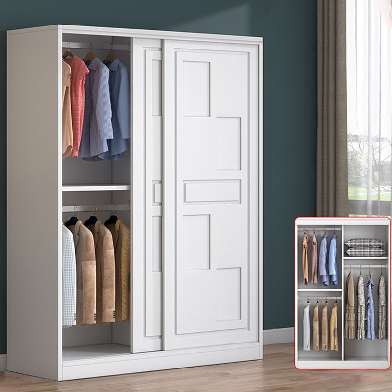 Modern Freestanding Wardrobe Armoire, 2-door Manufatured Armoire with Shelves in White