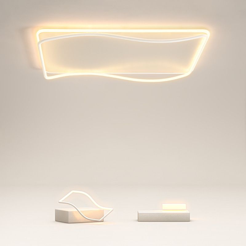 Plafonnier ombragé pour chambre à coucher, luminaire minimaliste à LED en métal, blanc