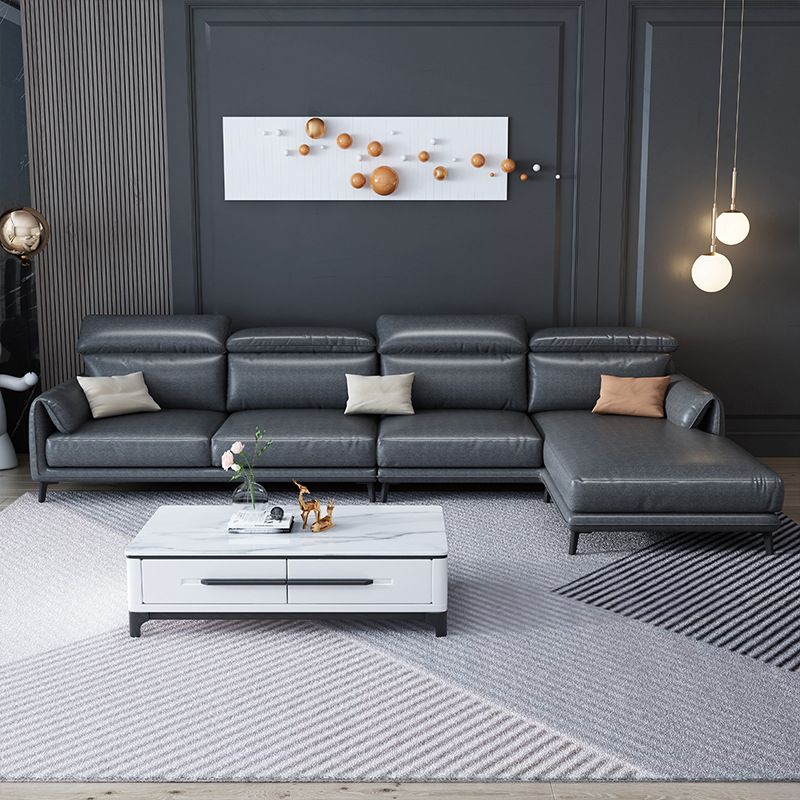 Modern Style Loose Back Sectional Pillow Top Arm 4-seater Sectional