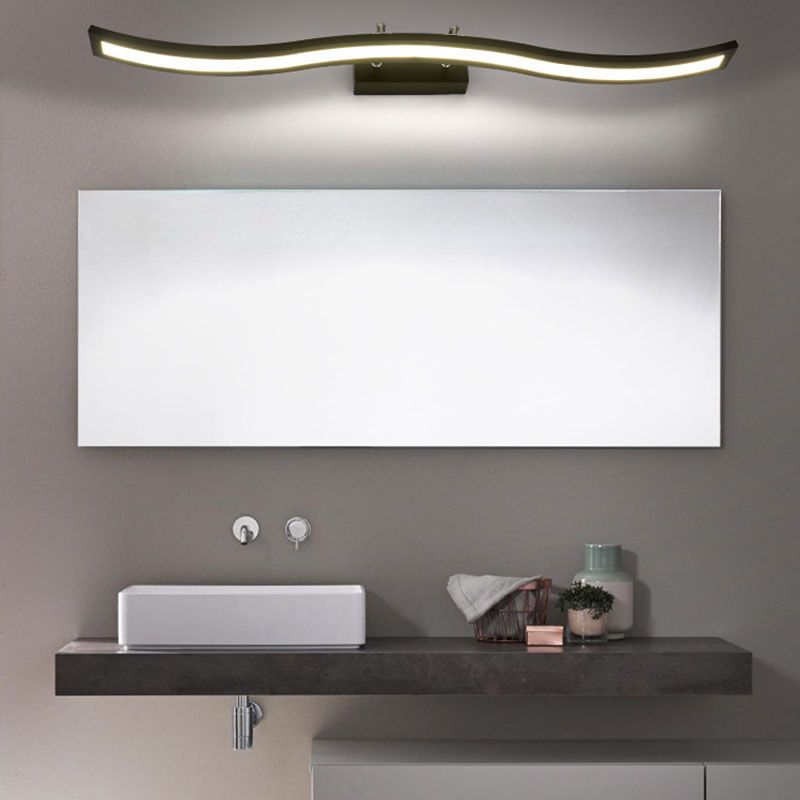 Metal Linear Shape Wall Light Modern 1-Light Mirror Wall Mount Light Fixture