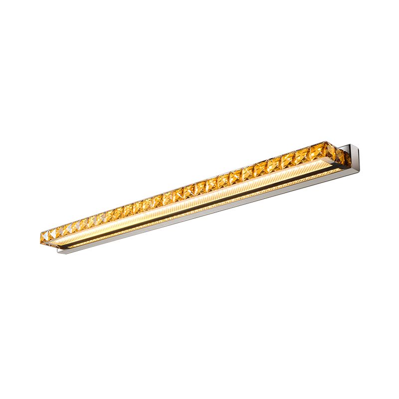 Linear Vanity Wall Light Contemporary Crystal 1 Light Gold Wall Sconce in Warm/White Light for Bathroom, 16"/22"/24.5" Wide