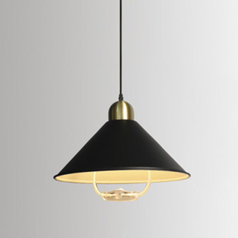 Metal Tapered Hanging Light Nordic Style 1 Light  Restaurant Ceiling Pendant Lamp  with Hand Pull Off
