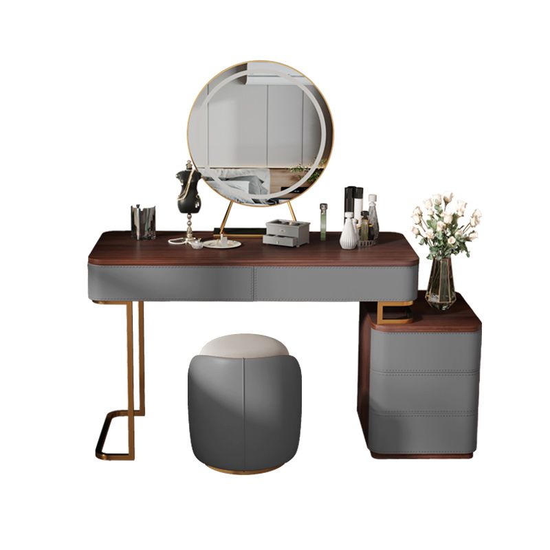 Glam Dressing Table with 5 Drawers Solid Wood Vanity Dressing Table