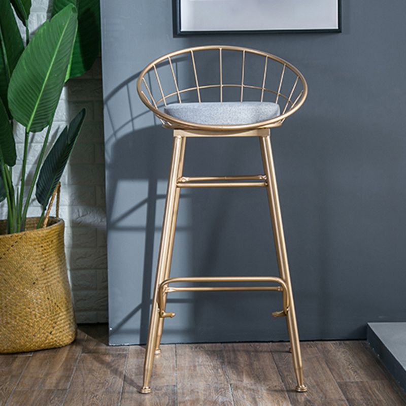 Gold and Black Counter Stool Iron Frame Fabric Upholstered Bar Stools