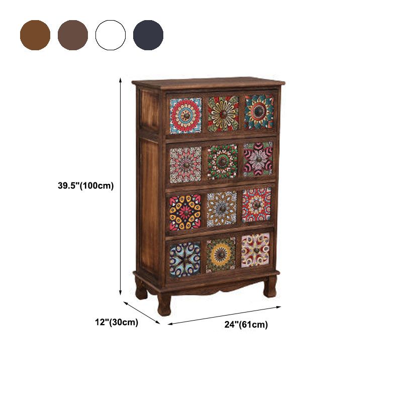 12" W Storage Chest Dresser Vertical Wood Storage Chest with Drawers for Bedroom