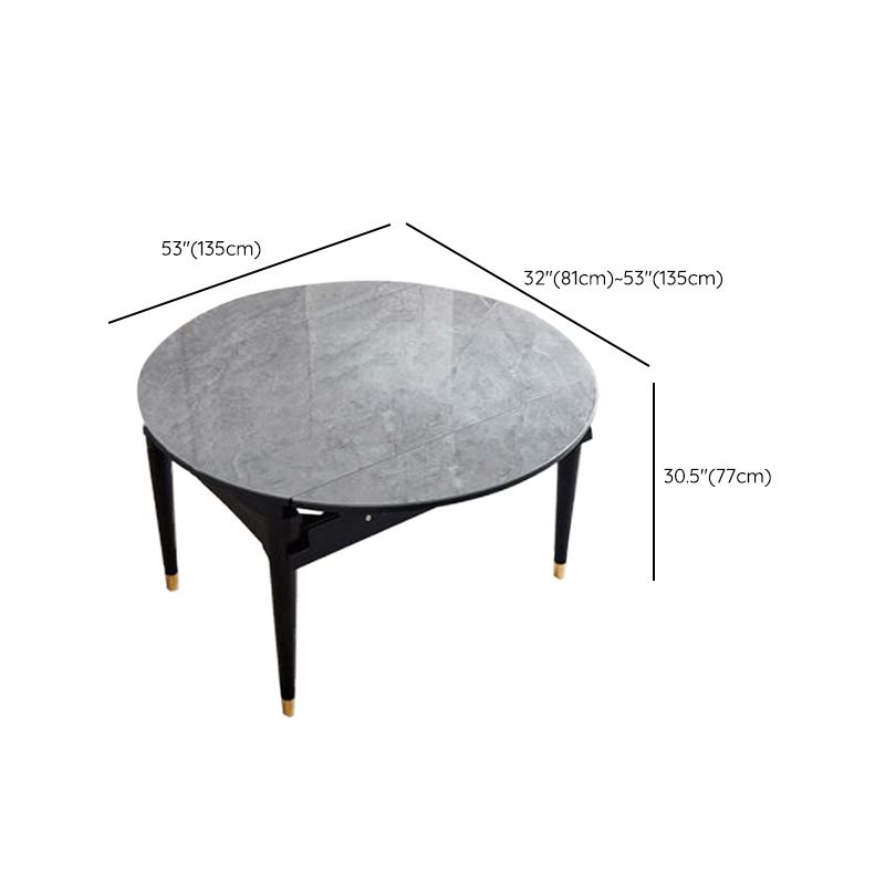Sintered Stone Dining Table Round Drop-Leaf Dinner Table for Dining Room