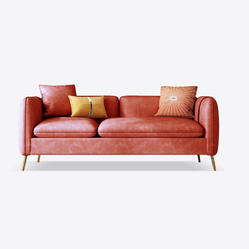 Mid-Century Modern Tuxedo Arm Sofa Faux Leather 29.92" High Seating