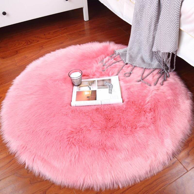 Pink Bedroom Area Rug Plush Orlon Area Carpet Solid Color Easy Care Rug
