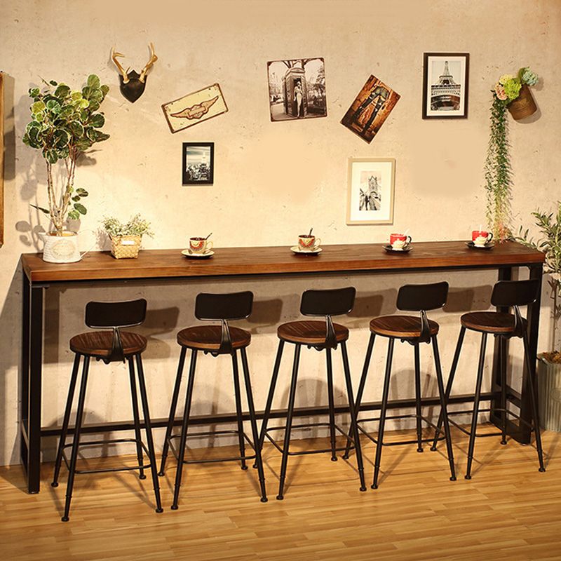 Wood 41.3" H Bar Table Rectangular Metal Base Table for Patio