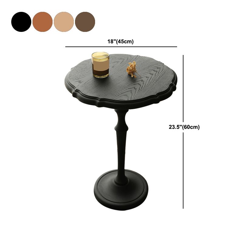 Round Old Solid Wood Table with Pedestal Base Base French Country Style Side Table