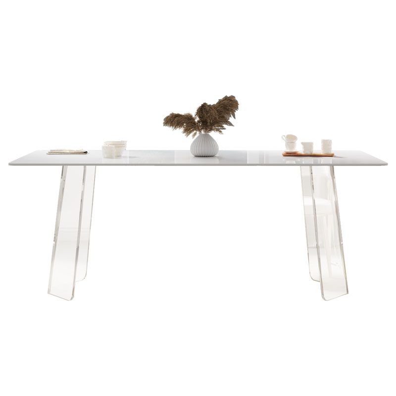 Modern 1/2/5/6 Pieces Acrylic Dining Table Set with White Sintered Stone Top Dinette Set