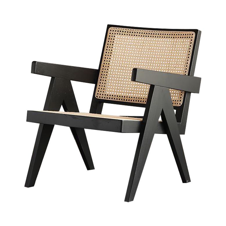 Silla de comedor de madera tradicional, sillón de comedor con respaldo de caña para uso doméstico