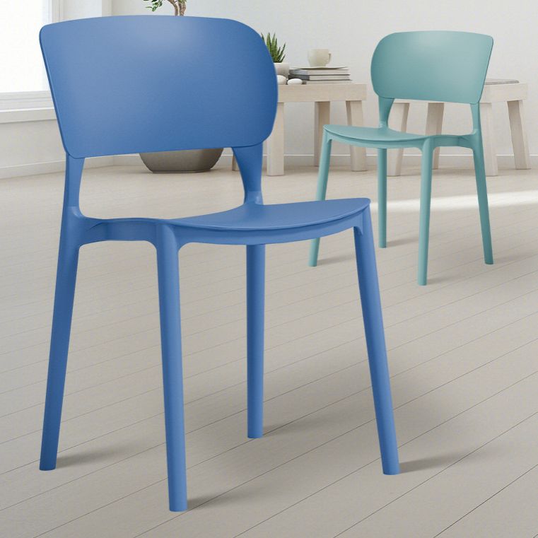 Contemporary Style Dining Chair Armless Dining Chair with Plastic Legs for Kitchen