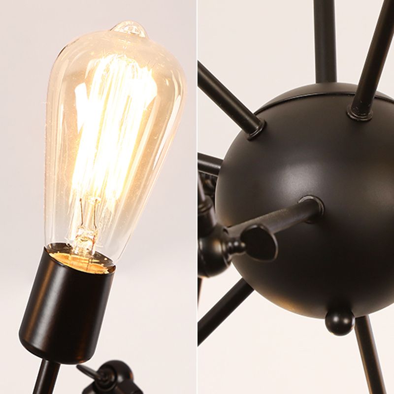 Araña múltiple lámpara de lámpara vintage lámpara de luz colgante industrial de hierro