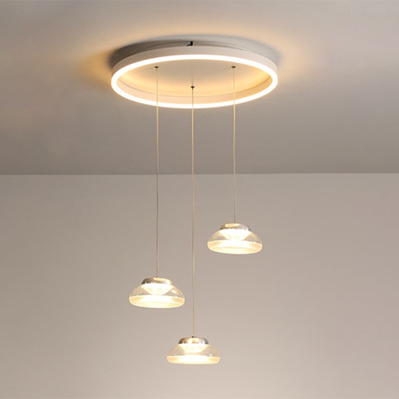 Luce a più soffitto a forma di barattolo moderno acrilico a 3 teste lampada a pendolo a LED bianco in luce bianca/calda