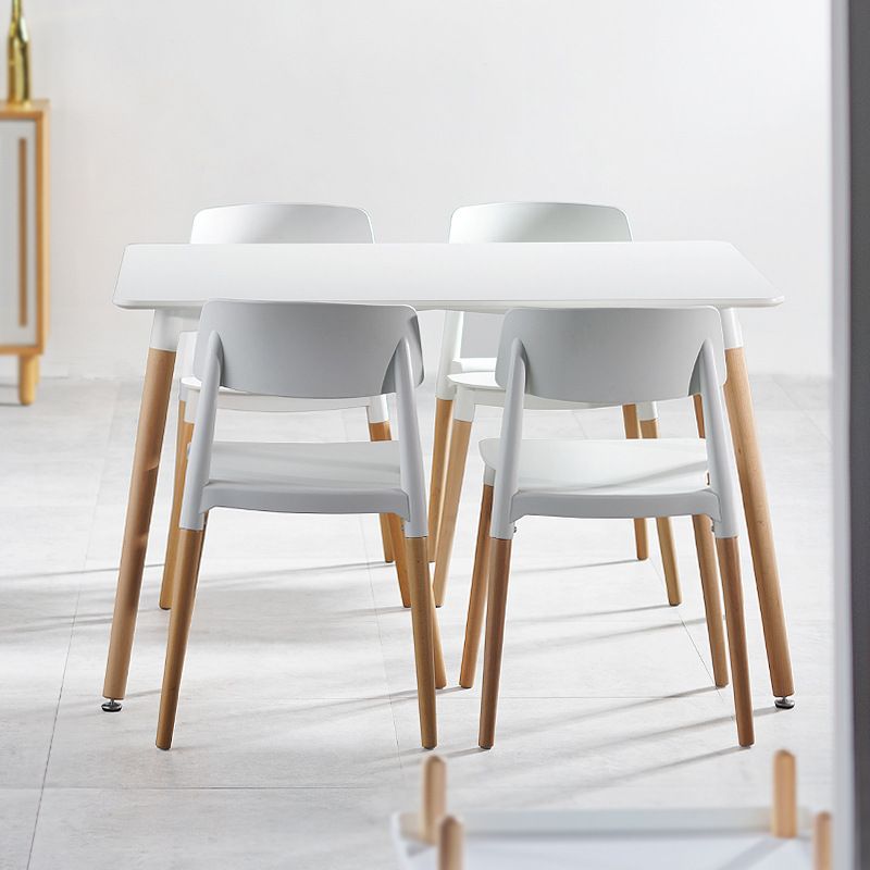 Contemporary Style Dining Chairs Armless Dining Chairs with Wooden Legs for Kitchen