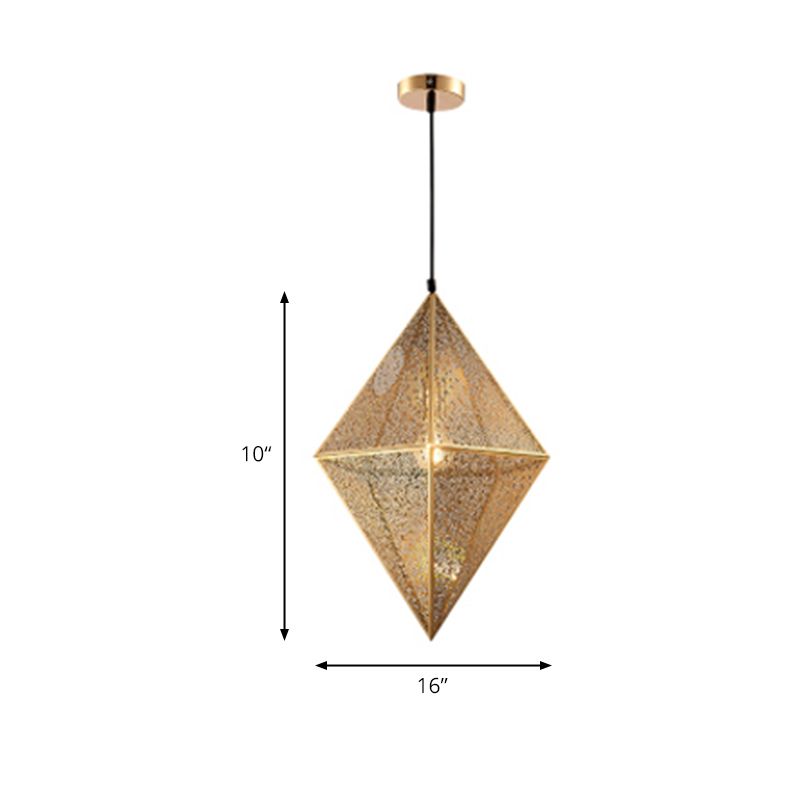 Iluminación de techo de diamantes de 10 "/14" Metal posmoderno 1 Luz de techo colgante de oro claro/oro rosa con jaula de malla de alambre