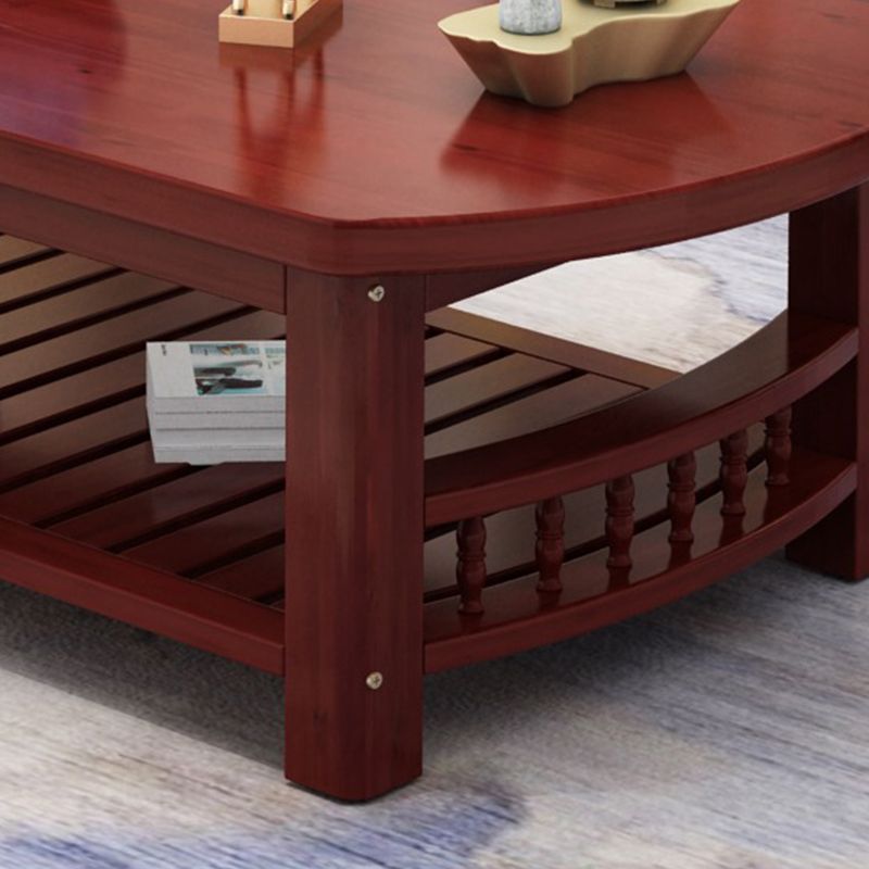 20"H Contemporary Coffee Table Solid Wood Storage Coffee Cocktail Table