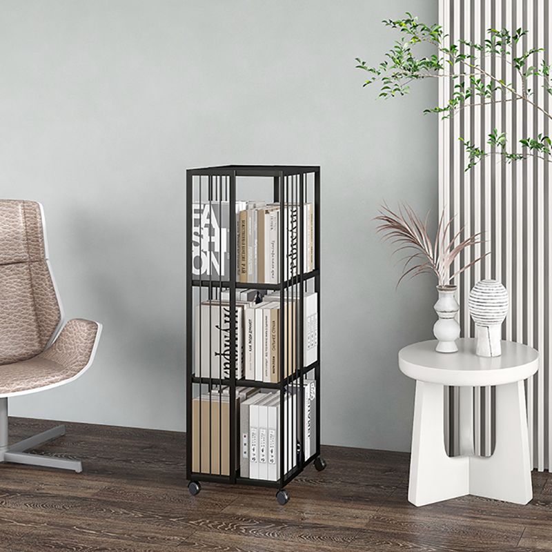Modern & Contemporary Metal Shelf Open Back Bookcase with Caster