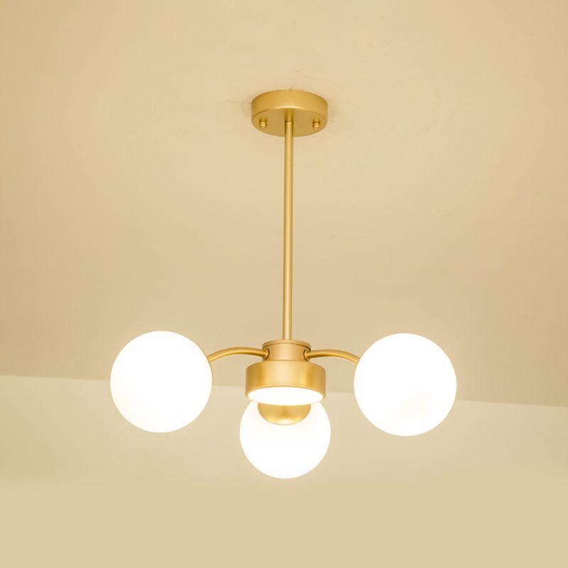 Nordic Spherical Pendant Light White Glass Hanging Light for Living Room