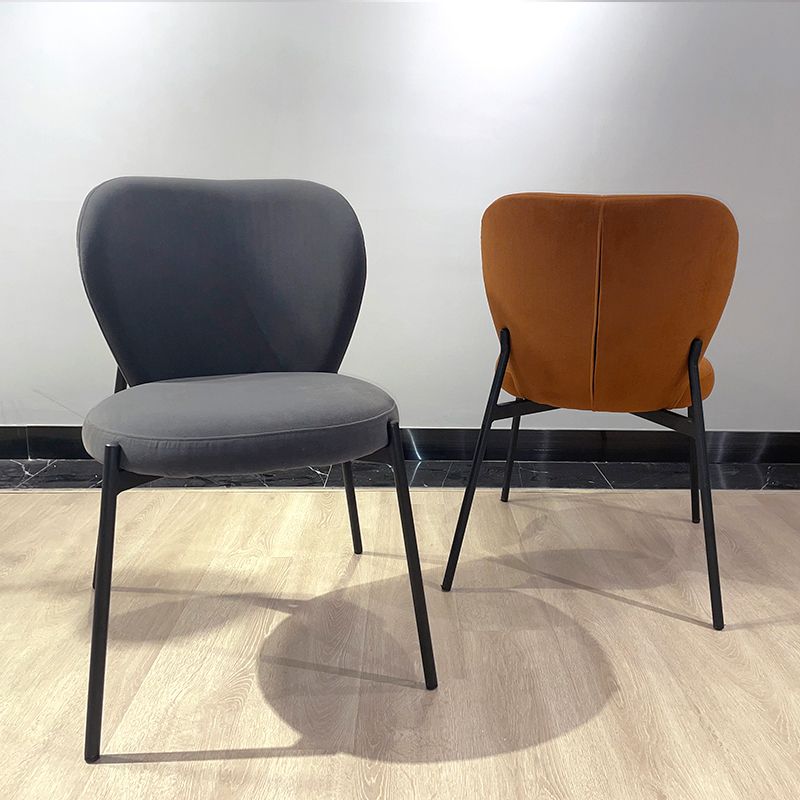 Scandinavian Style Dining Fabric Side Chair Solid Back Armless Chair for Home Use