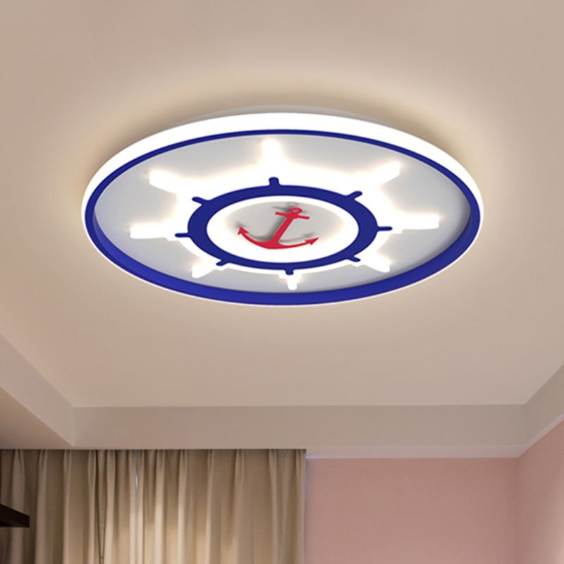 Blue Rudder Ceiling Light Fixture Mediterranean LED Acrylic Flush Mount Recessed Lighting