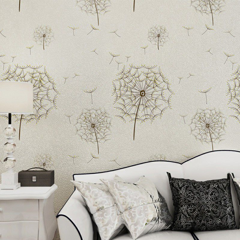 Light Color Dandelion Wallpaper Floral Print Rural Washable Wall Covering for Accent Wall