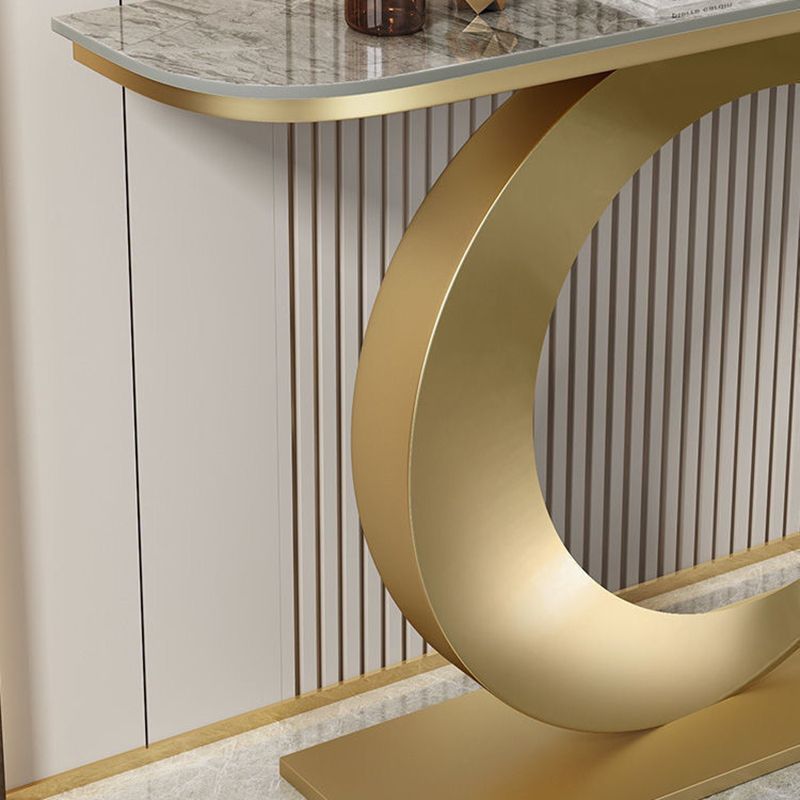 Contemporary Stone Console Table Half Moon Console Sofa Table for Hall