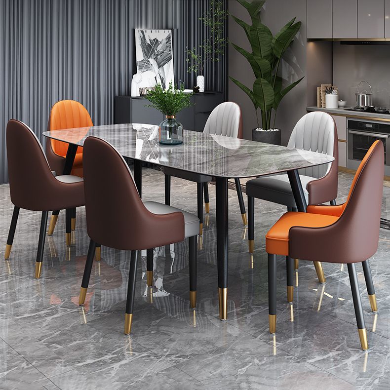 Traditional Luxury Stone Dining Table Rectangle Tripod Base Dining Table