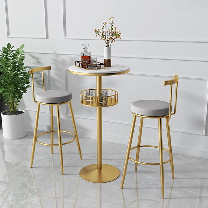 Glam Metal Upholstered Barstool Indoor Bar Stool with Iron Legs