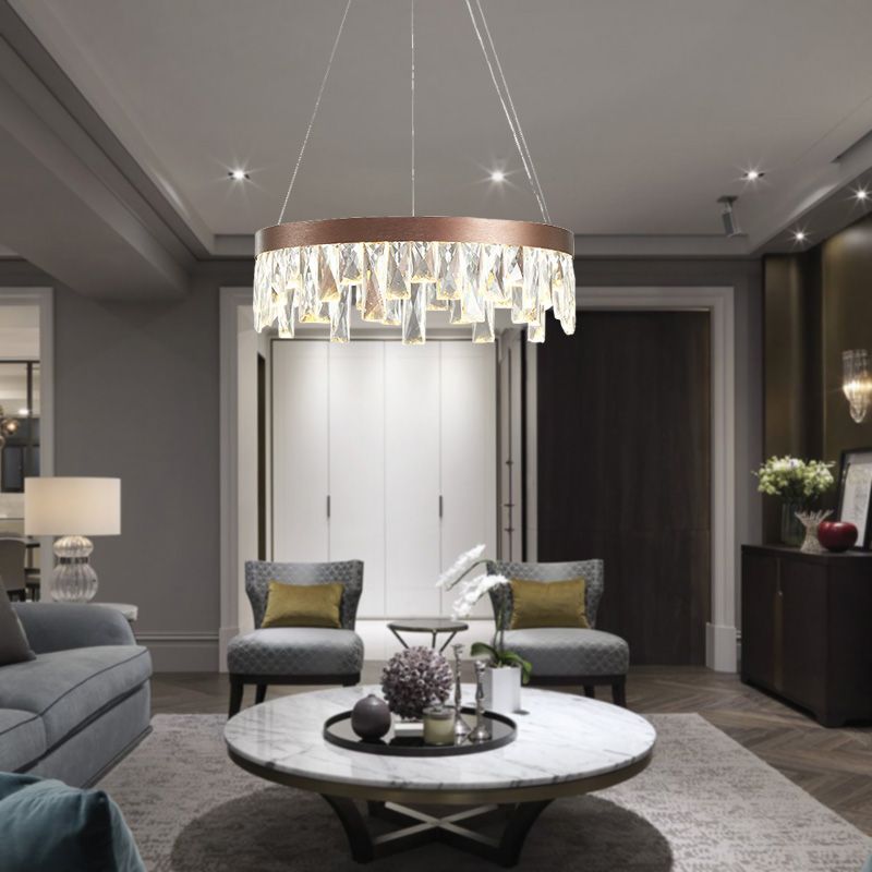 Luz de lámpara de lámpara colgante Bloque de cristal LED LIPHT CONTEMPORANO LIGHT en marrón, 16 "/23.5" /31.5 "de ancho