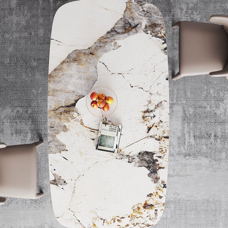 Modern Style Sintered Stone Dining Table with Rectangle Shape Standard Height Table for Home Use