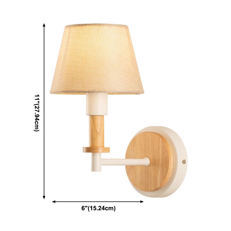 Cone Wood Wall Light Nordic Modern 1-light Wall Sconce for Children's Room