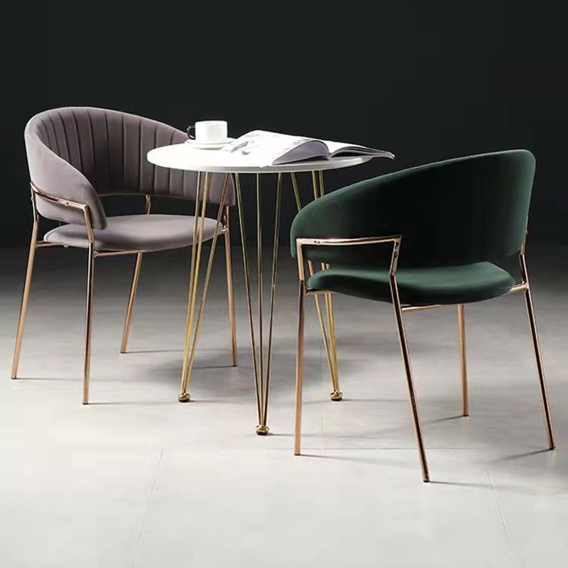 Glam Home Kitchen Dining Chair Velvet Upholstered Open Back Arm Chair