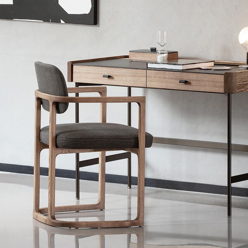 Nordic Style Arm Chair Solid Wood Open Back Dining Chairs for Dining Room