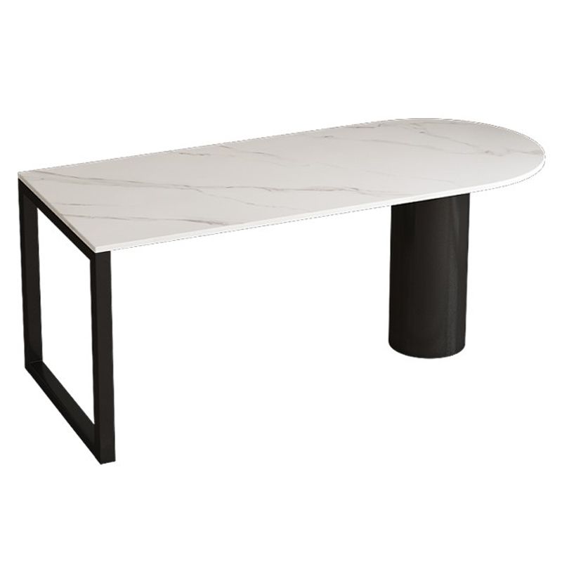 Modern Style Dining Table White Home Use Dining Table with Double Pedestal Base