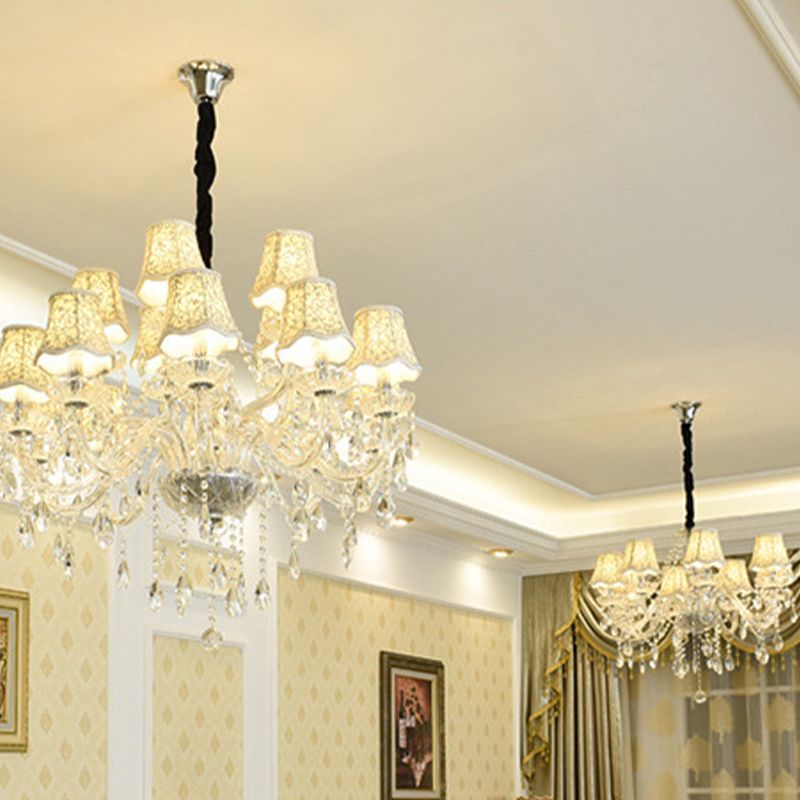 Candle Crystal Pendant Light European Style Chandelier Lighting Fixtures for Living Room