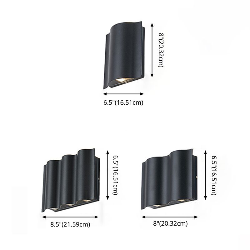 Black Rectangular Outdoor LED Wall Lamp in Modern Creative Style Aluminium Waterproof Wall Sconce
