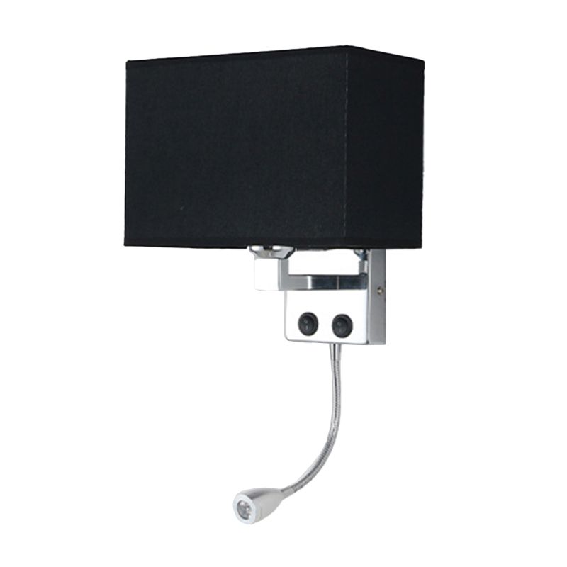 Stof rechthoekige spotlight wandlamp Noordelijke 1-licht 1-licht zwart/vlas/beige wandgemonteerd verlichtingsarmatuur