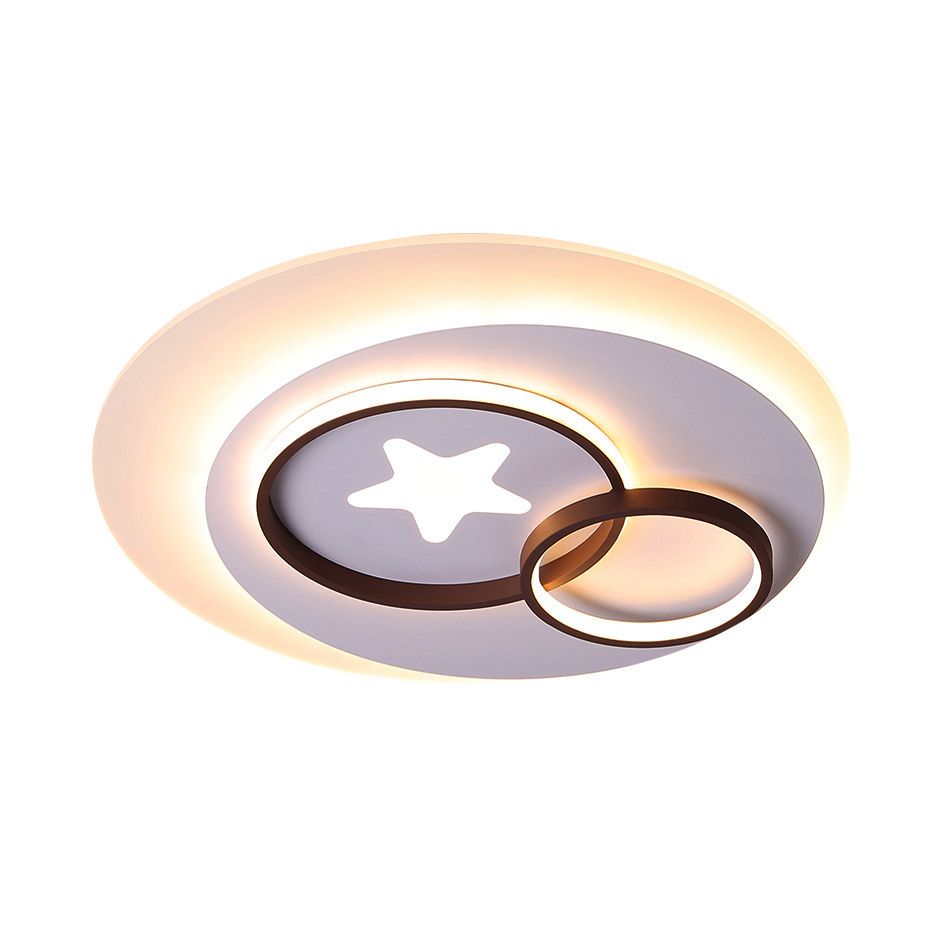 White Circles Flush Mount Lighting with Star Contemporary Led Indoor Flush Lamp in Warm/White, 16.5"/20.5"/24.5"/31" W