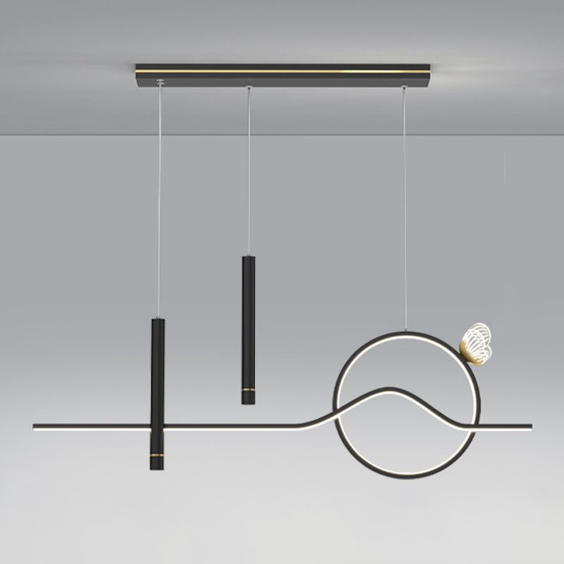 4-Light Geometric Island Lighting Fixtures Contemporary Metal Island Lighting Ideas