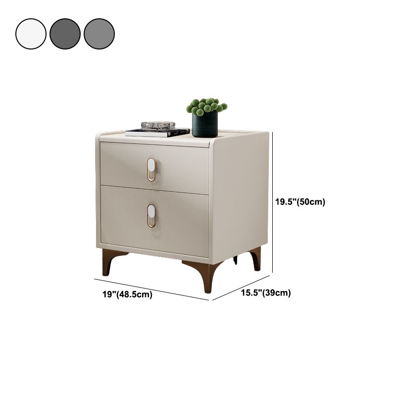 Modern Drawer Storage Night Table Faux Leather Nightstand with Legs