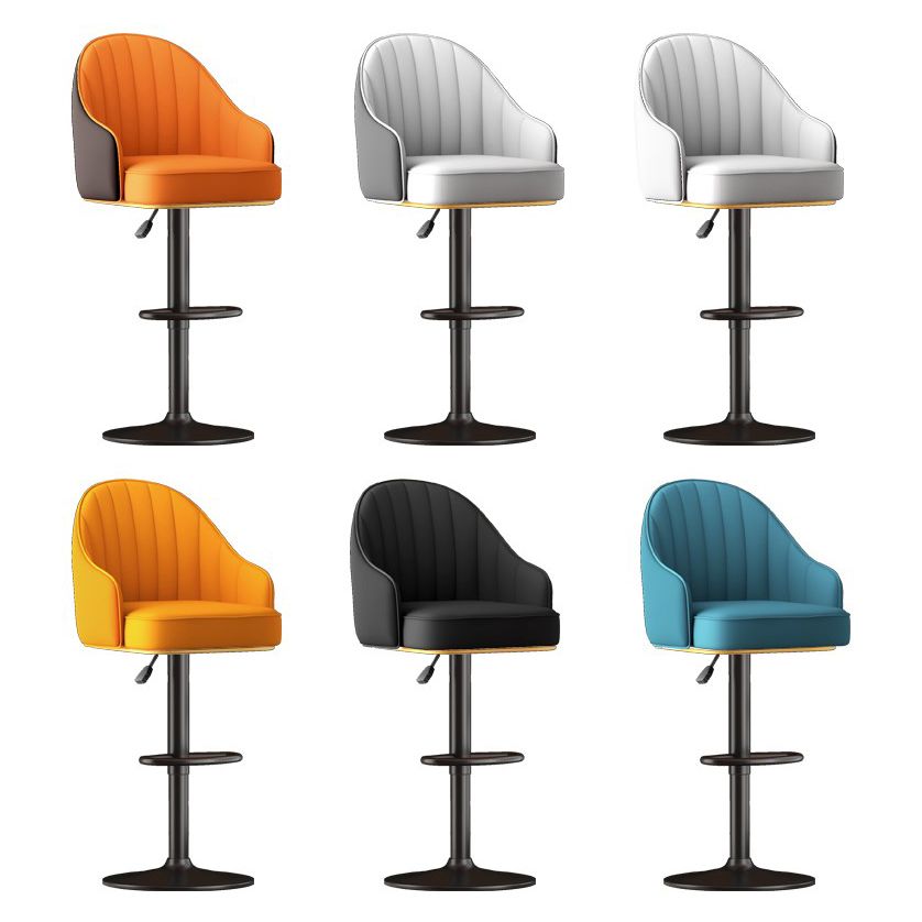 Scandinavian Swivel Adjustable Height Stool Faux Leather Bar Stool