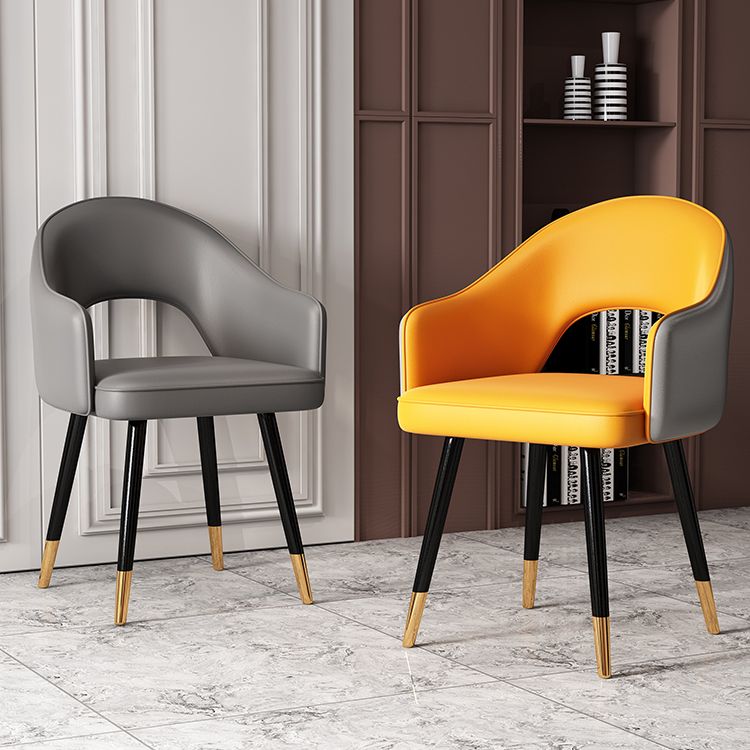 Inicio Sillón escandinavo Silla tapizada de comedor de metal con respaldo abierto