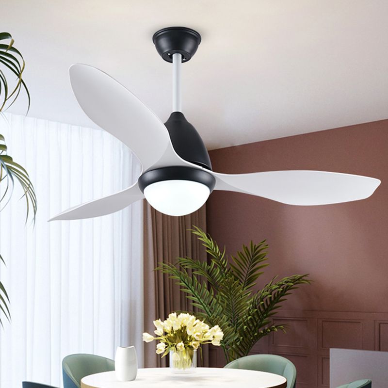 Black Dome Semi Flush Mount Moderne Metallic Schlafzimmer LED Hanging Anhänger Lüfter Licht mit 3 weißen Klingen, 48 "breit