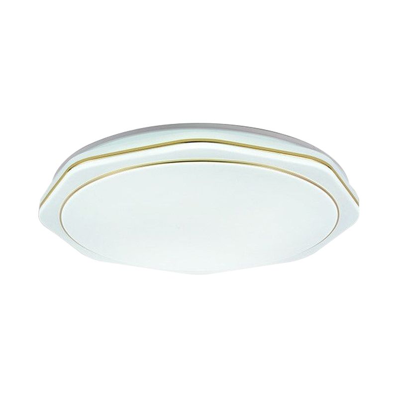 White Geometry Ceiling Mounted Lamp Modern 16"/19.5" W LED Acrylic Flushmount Lighting for Bedroom