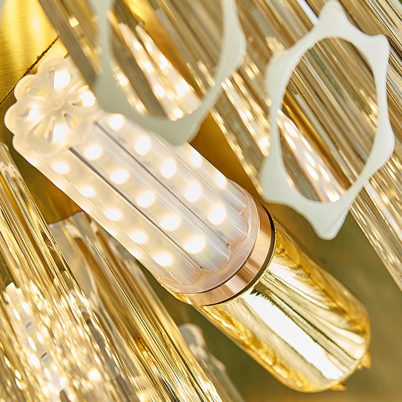 Graue röhrenförmige Kronleuchterlampe moderne 12-Licht-prismatische Kristalldecke Anhänger Licht