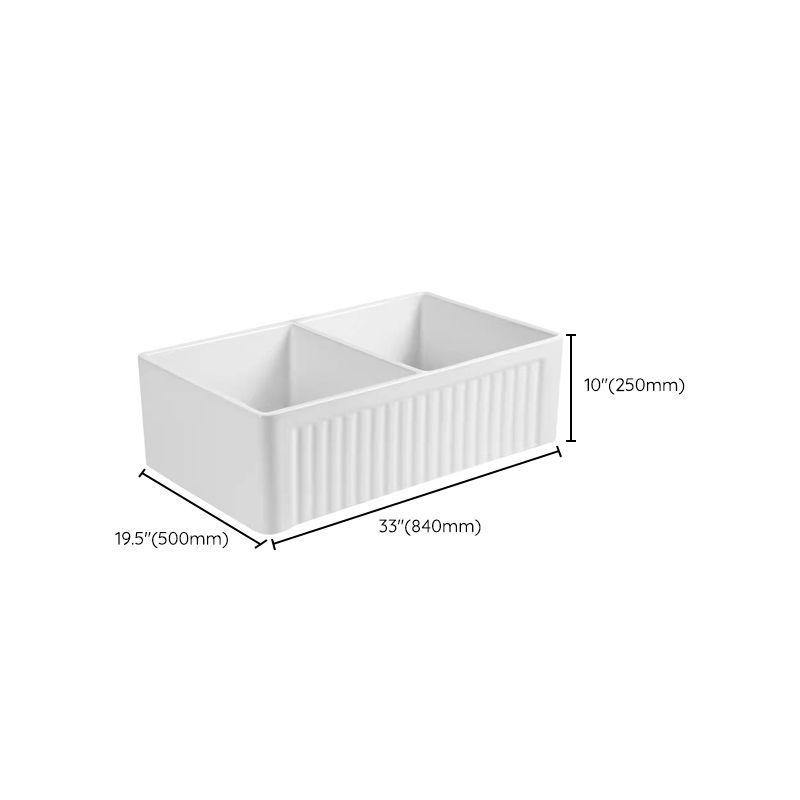Farm Style Bathroom Sink Ceramic Rectangular Washroom Sink with Faucet