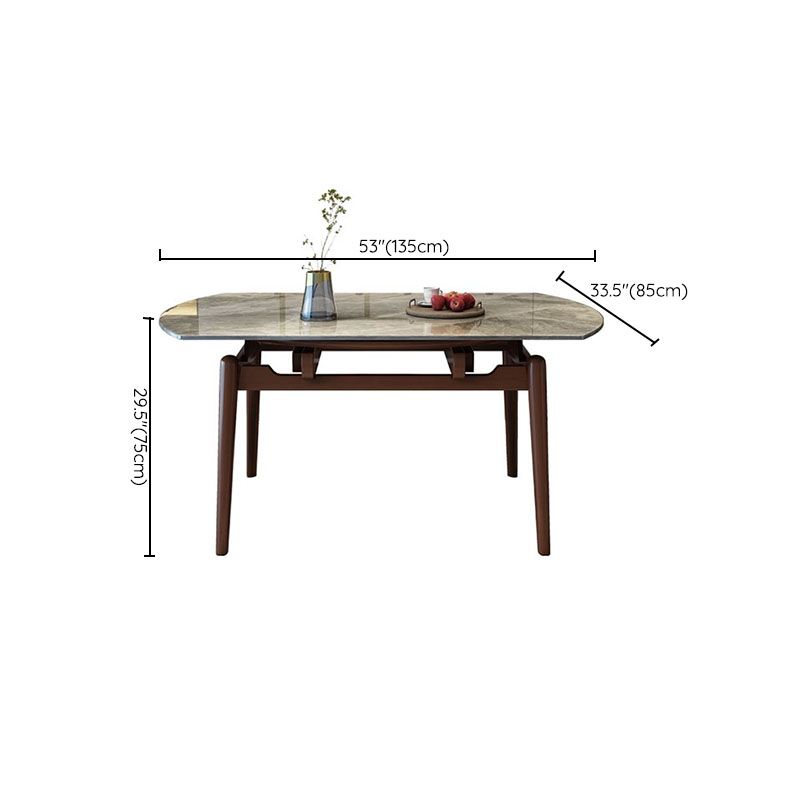 4 Legs Dining Table Sintered Stone Extendable Table for Kitchen